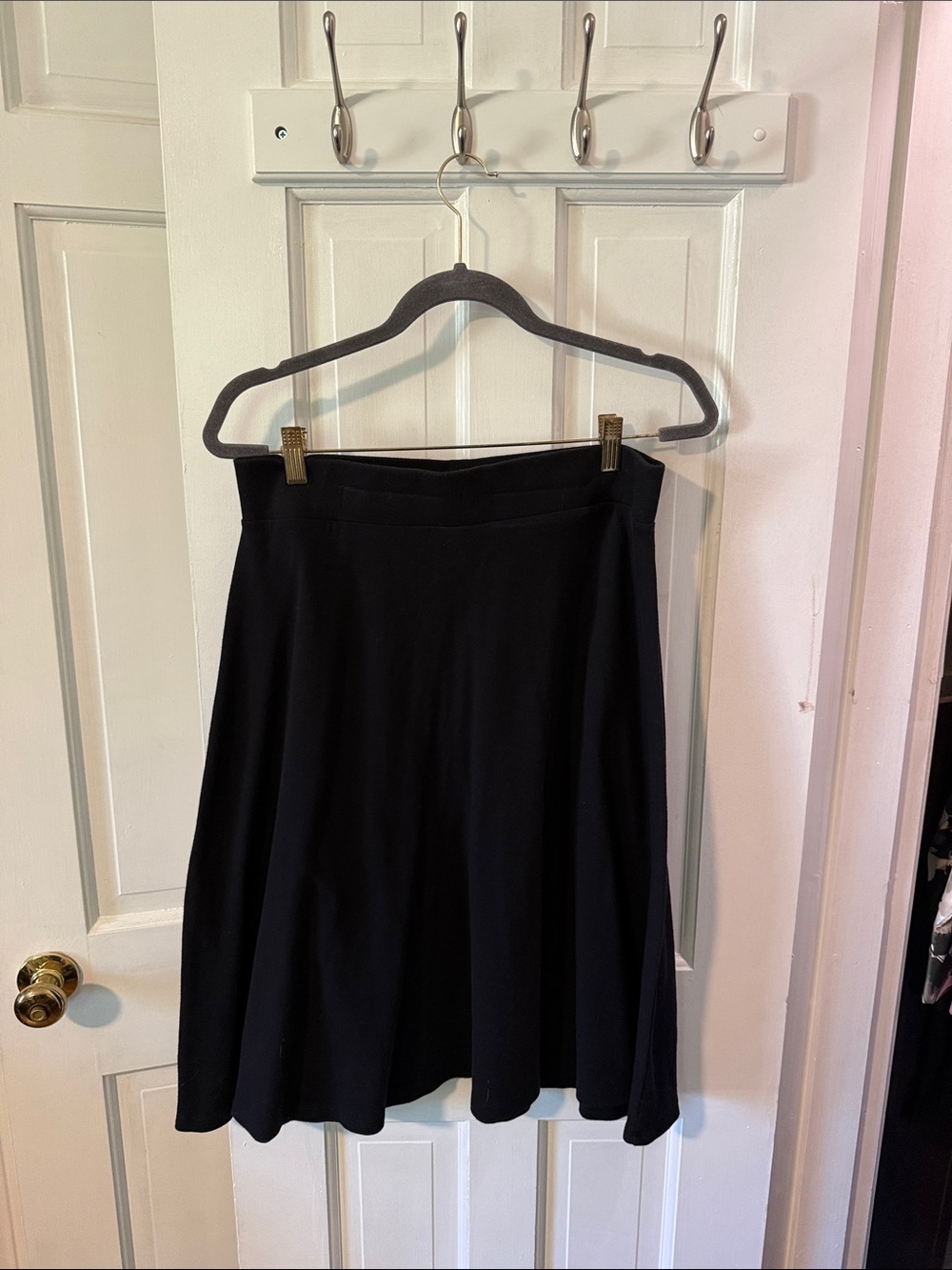 Land’s End Classic Black A-Line Cotton Knit Skirt